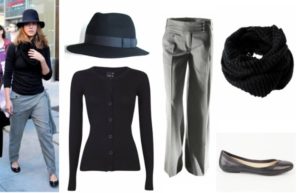 jessica alba outfit z kapeluszem indy czarnym