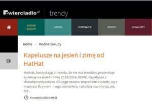 artykuł o kapeluszach hathat w magazynie zwierciado